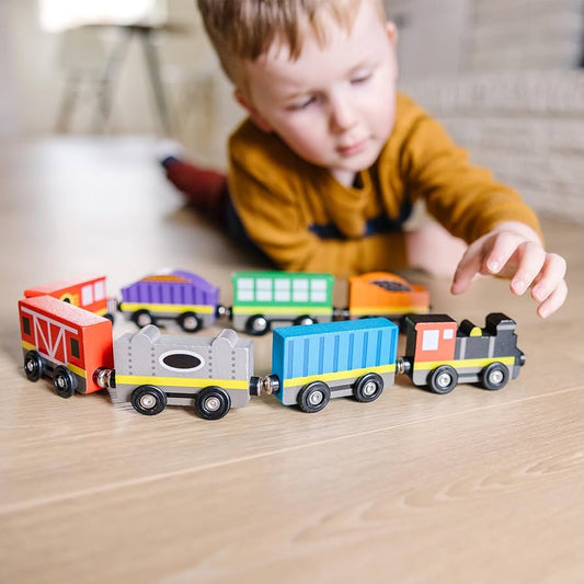 Melissa & Doug Wooden Train Cars