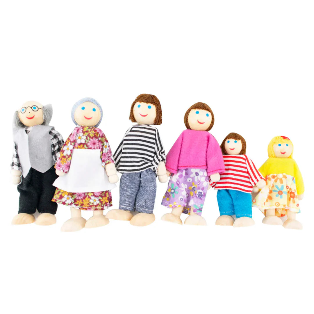 Wooden Doll Family - 6 pieces