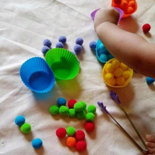 Cupcake and Pom Pom Colour Sorting Fine Motor Game