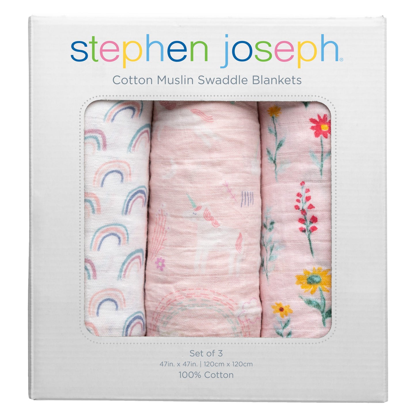 Stephen Joseph Muslin Blanket - Set of 3