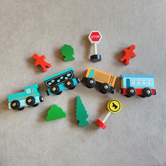 Magnetic Wooden Train Set with accessories