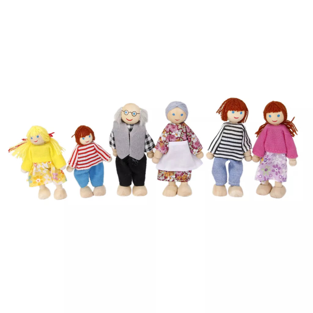 Wooden Doll Family - 6 pieces