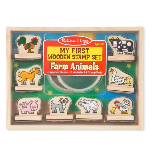 Melissa & Doug First Wooden Stamp Set - Farm Animals