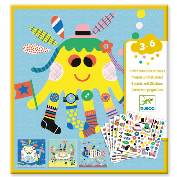 Djeco Create with Reusable Stickers: Sea Creatures